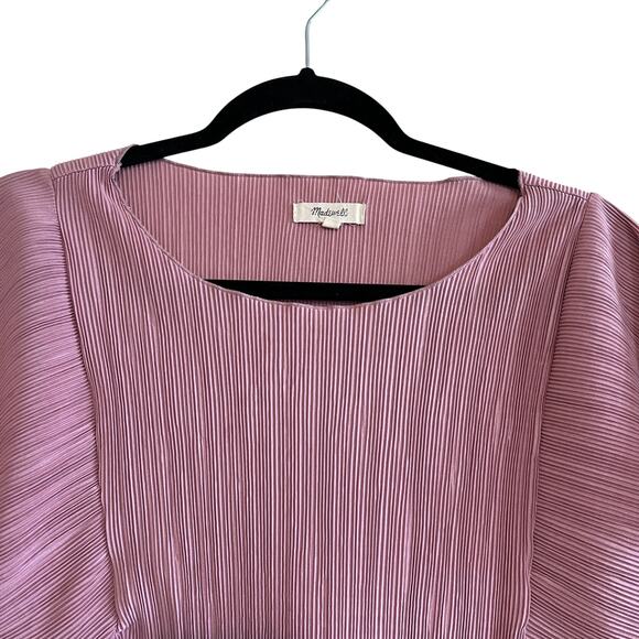 Madewell Texture & Thread Micropleat Short Sleeve Top Blouse Mauve Size Small - Picture 3 of 7